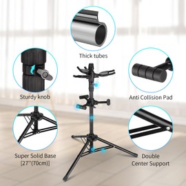 GUITTO Triple Heavy Duty 3 Guitar Stand for Acoustic Electric Bass Banjos Folding Multi Guitar Stands GGS-06T