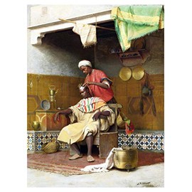 Barber Shop TANGIERS by Jean Discart Accent Tile Mural Kitchen Bathroom Wall Backsplash Behind Stove Range Sink Splashback One Tile 6"x8" Ceramic, Glossy