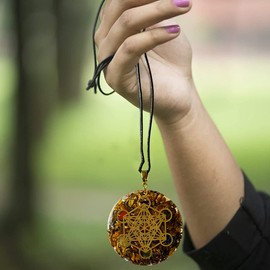 Sawcart Metatron Grid Tiger Eye Orgone Pyramid & Metatron’s Cube Merkaba with 7 Chakra Crystals Orgone Pendant Positive Energy Generator Reiki Chakra Healing Yoga Meditation