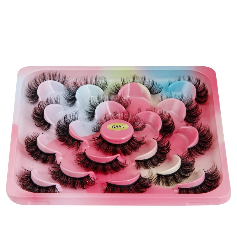 False Eyelashes, 10 Pairs, 6D False Eyelashes Set, Reusable Natural