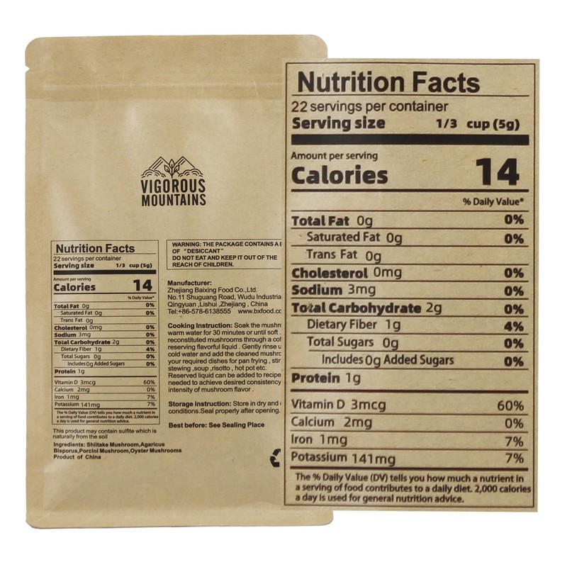 VIGOROUS MOUNTAINS Dried Assorted Mushrooms Granules for Cooking Including Porcini