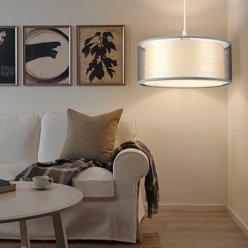 Frideko 2 Tier Light Shade Ceiling - Modern Grey Lampshade