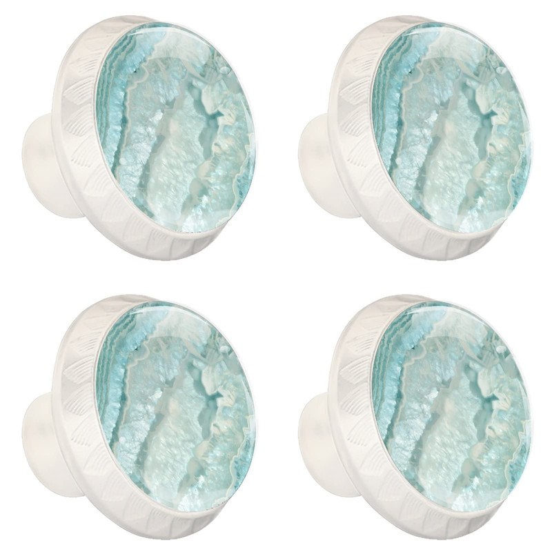 NEWzone 4 Pack Dresser Drawer Cabinet Knobs Teal Agate Texture