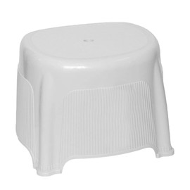 M1SS White – Rib Design Bath Stool with Water Leaking Hole BPA Free Strong Plastic Multiuse Non-Slip Bath Seat Skid Resistant Stool Indoor Outdoor Bathroom Kitchen for Adults Kids Toddlers