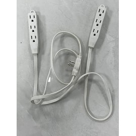 oviitech 3 Prong Twin Extension Cord,6 Feet on Each Side Totally 12Feet,Flat Plug Power Strip,Double Extension Cord Splitter for Home, Office, and Indoor Use.