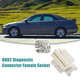 ACROPIX OBD2 Diagnostic Connector Female Socket with 16 Terminals for Toyota Compatible Camry White