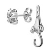 Materia #SO-195 2-in-1 Cat Stud Earrings Rhodium-Plated 925 Silver Women's