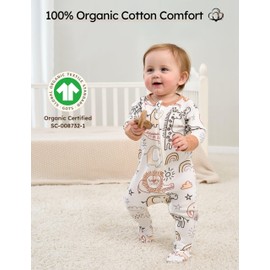 Yoofoss Baby Pajamas 100% Organic Cotton Baby Sleepers for 6-9 Month Boys Girls Clothes, 6-Pack Soft infant Toddler Footed PJs with Mitten Cuffs, Zipper Footies Pajamas