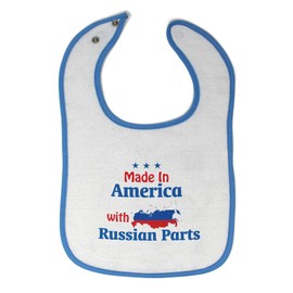 Toddler & Baby Bibs Burp Cloths Made in America with Russian Parts Flag American Cotton Items for Girl Boy Ac White Blue Design Only