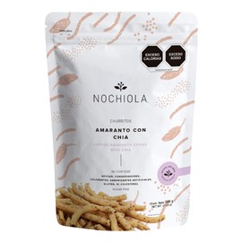 NOCHIOLA Churritos de Amaranto con Chía (500g) Snack Vegano, Crujiente, sin Azúcar, Bolsa Jumbo
