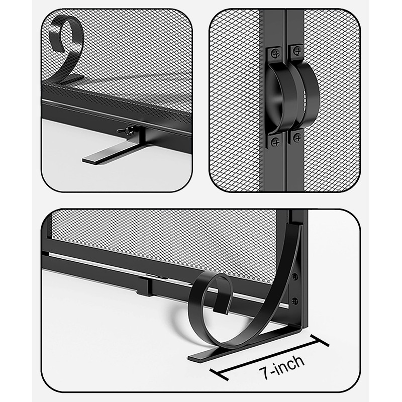 Fire Beauty Fireplace Screen with Hinged Doors, Powder Coated Steel