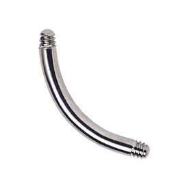 Titanium Piercing Curved Bar Available in 1.6 x 6-22 mm without Balls, Titanium, Without Stone