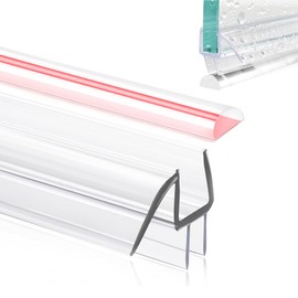Glass Door Bottom Seal, 1/4" x 39" Shower Door Clear Silicone Seal Strip and PVC Base Set, Frameless Doors Bottom Sweep Glass-Stop Shower Leaks Frameless Shower Doors