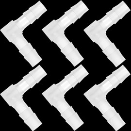 1/4 Inch Hose Barb 90 Degree Elbow Fitting Plastic Elbow L Fitting Equal Barbed Joint Splicer Mender Adapter Union Connector for Boat Aquarium Gas Air (6 Pcs)