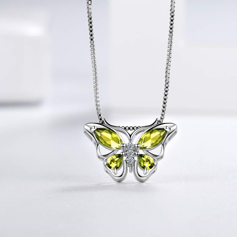 Aurora Tears Butterfly Necklace/Earrings Set 925 Sterling Sliver August Birthstone