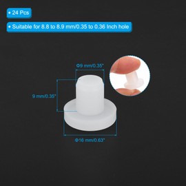 MECCANIXITY Silicone Rubber Solid Plug Soft Flexible Stoppers T-Shaped Silicone Plugs for 8.8 to 8.9mm Hole White 24 Pieces