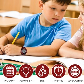 Digital Wristwatch Boys Sports Watch Kids Waterproof Wristwatch Children Outdoor Multifunction 50M Waterproof Alert Date Day Display LED Girls Boys, orange blue