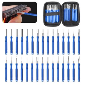 Pack of 30 Terminal Removal Removal Tool, Pin Tool Car Release Tool, Car Cable Plug, Terminal Removal Tool Set with Box for Most Connectors, Terminals (Colour: Blue)