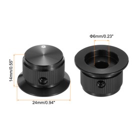 sourcing map 4 Pcs Aluminium Potentiometer Knobs, 1/4" (6mm) Universal Volume Tone Control Knobs with Round Dot Indicator for Guitar, Bass, 9/16" Black