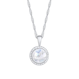 Women's Necklace Silver with Moonstone Pendant (9 mm), Twisted Chain with Gemstone Pendant Round Made of 925 Sterling Silver, Chain Silver with Pendant for Women, Silver Chain in Boho Style, Sterling