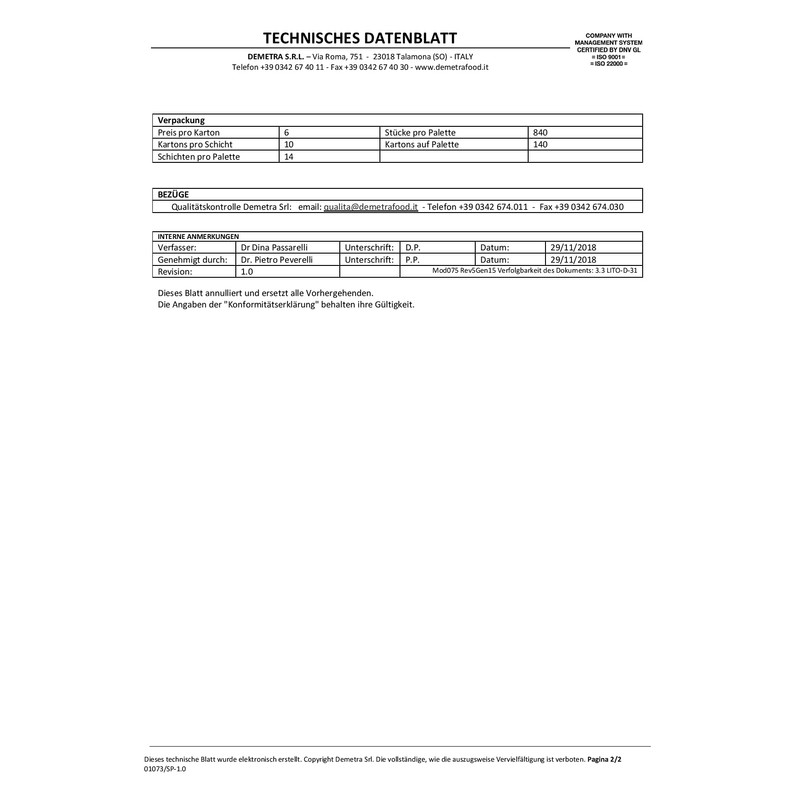 Anchovy fillets 740 gr. - Demetra