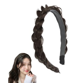 Headband, Braid Hair Band, Hair Accessory, Cute, Natural, Stylish, Bangs, Wig, Hair Arrangement, Hair Accessory, Easy (Brown Black, One Size Fits All)