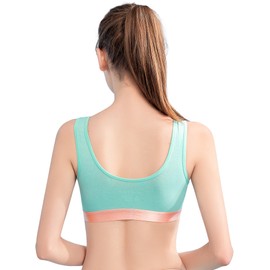 INNERSY Girls Sports Bras Cotton Breathable Training Bras for Kids Girls 3 Pack (Medium, Orange/Light Green/White)