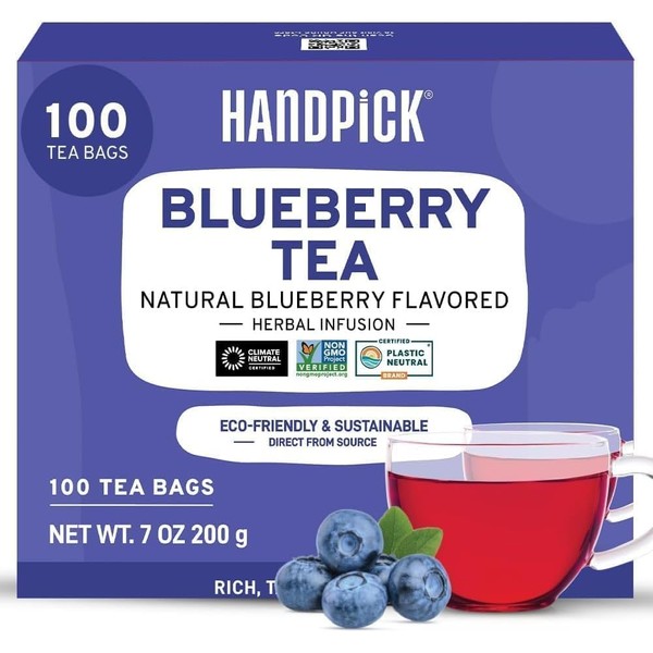 HANDPICK, Wild Blueberry Tea Bags (100 Count), True Premium Blueberry