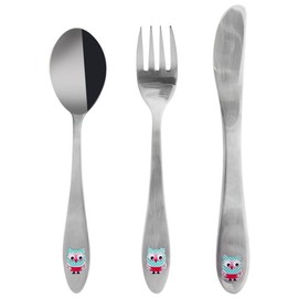 Children's Cutlery Set Stainless Steel with Owl Motif Set of 3