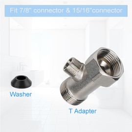 ZhiQToes Bidet T Adapter, Metal T Valve for Bidet(7/8″ x 7/8″ x 3/8″) Replacement parts, 3 Way Tee Connector Bidet Attachment for Toilet