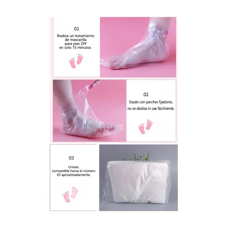 100 Pzs Guantes Bolsa Para Pies Desechables Impermeables
