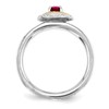 Sterling Silver & 14K Gold Plated Stackable Created Ruby Ring,