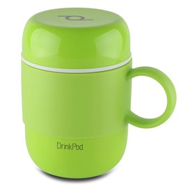 DrinkPod LGB-280G Pioneer Stainless Steel Vacuum Insulated Leak-Proof Drinkpod Capsule Flask 6 Hours Hot 24 Hours Cold, Green, 0.28 Litre