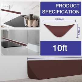 Flexible Molding Trim, Flexible Bendable Adhesive Caulking Strip, Molded Trim, Peel and Stick Home Decorative Edge for Bathroom, Kitchen, Floor, Wall (Dark Brown, 0.83in x 0.24in x 10ft)