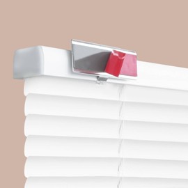 QuickInsta PeelMount No Drill No Tool 1" Cordless Mini Blinds, 27" W x 64" H,White, by Regal estate