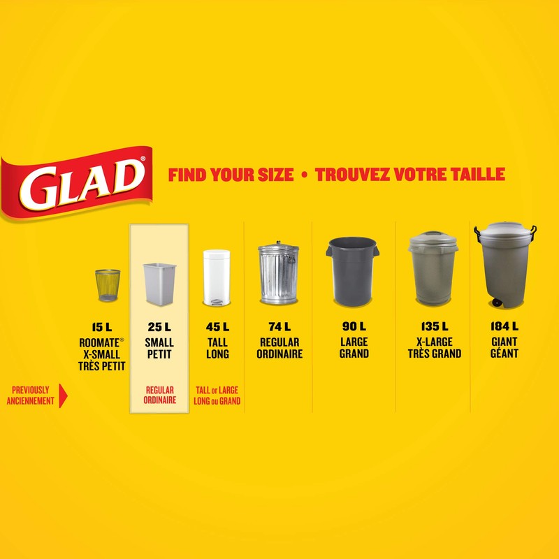 Glad White Garbage Bags - Small 25 Litres - Drawstring,