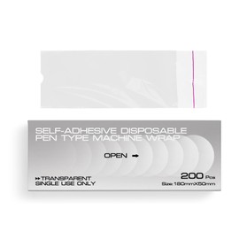 Tattoo Machine Blue Pink 200pcs Self-adhesive Polyethylene Bag Derma Pen Film Tattoo Pen Transparent Visible Disposable Protective Sleeves (Transparent)