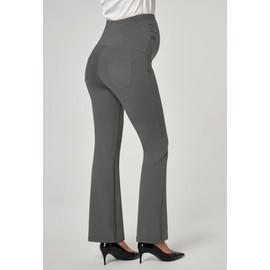 Ewedoos Maternity Pants for Women Stretchy Maternity Work Pants Over The Belly Pregnancy Dress Yoga Pants with Pockets Grey