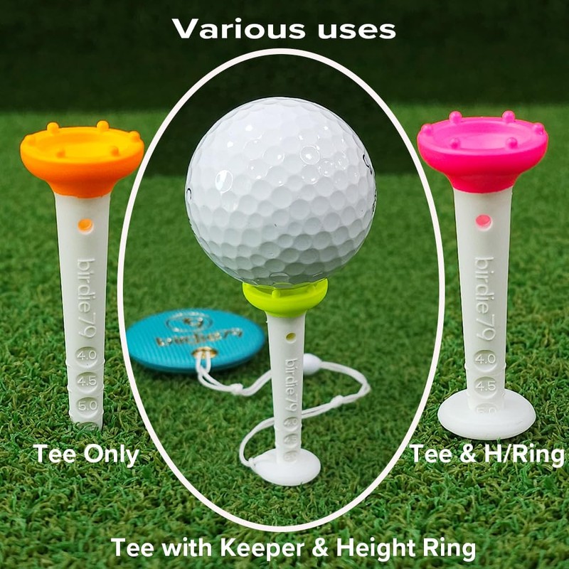 BIRDIE79 Big Easy Golf Tees with Magnetic Tee Keeper, Adjustable