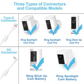 AYF Solar Panel Compatible with Ring Spotlight Cam, Stick Up Cam & Outdoor Cam Battery, Weatherproof Charger with 13FT Cable, Secure Mount, 6 Cables (Micro USB to Type-C & Micro USB to DC), 3 Pack