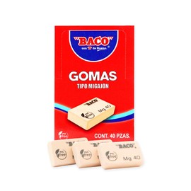 Baco | Goma Migajón MG-40 - Caja con 40 Gomas de Borrar, No Tóxico Libre de PVC (40 Gomas)
