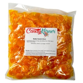 Butterscotch Discs - Hard Candy Butter Scotch Disks - Individually Wrapped Butterscotch Discs 3 Pound (48 Ounces) By CandyKorner