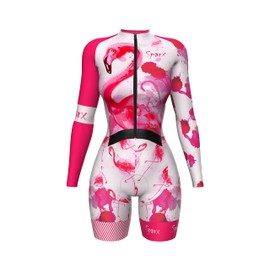 Sparx Premium Women Cycling Skinsuit Padded Speedsuit Women One Piece Cycling Kit (Flamingo, XL)