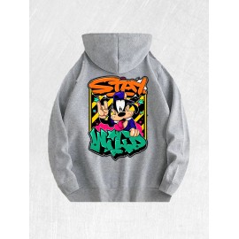 Stay Wild Cartoon Dog Hoodie 100% Cotton US Warehouse 7 ColorsColor: Light gray, Size: M