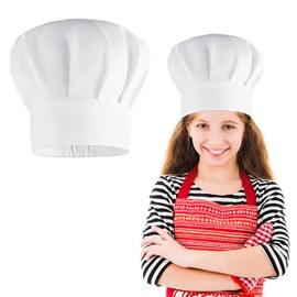 Chef Hat for Kids Adjustable White Chef Hats Elastic Cotton Cooking Cap Kitchen Chef Caps for Cooking Baking Party School Home
