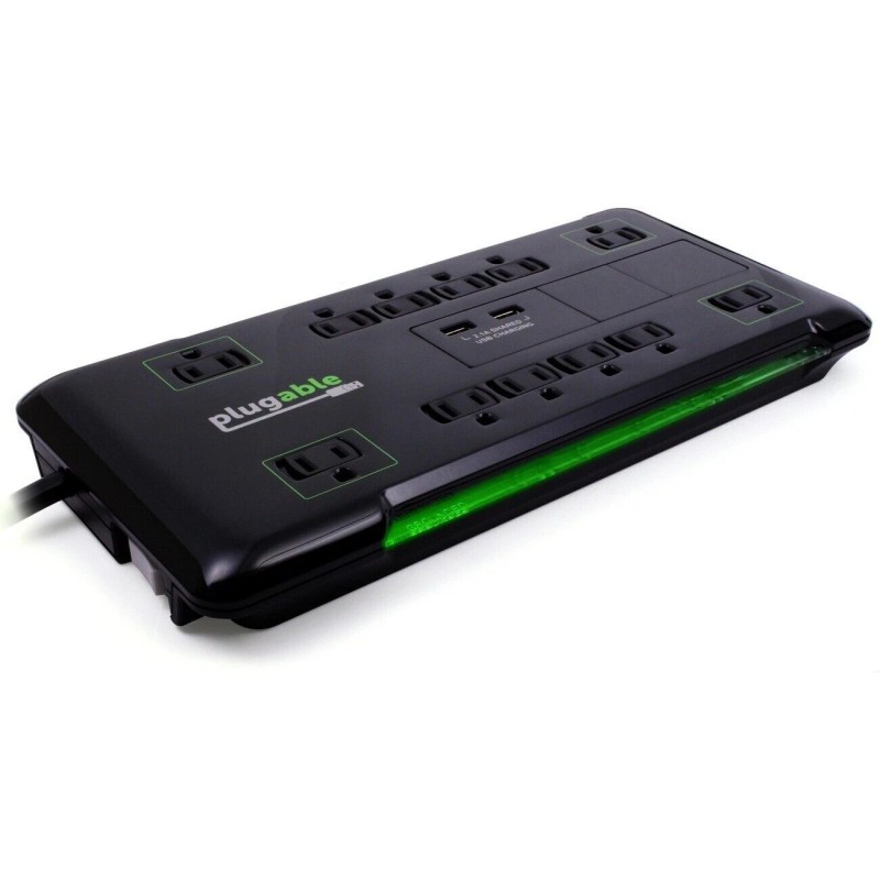 Plugable PS12-USB2B Surge Protector Power Strip with USB and 12