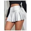 OYOANGLE Women's Pu Leather Elastic High Waist Skorts Ruffle Hem