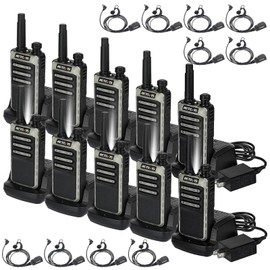 Retevis RB66 Walkie Talkie with Earpiece,Fast Charging Walkie Talkies for Adults,Fluorescent Design,USB-C Charging,Flashlight,2 Way Radio Long Range for Event School Dental(10 Pack)