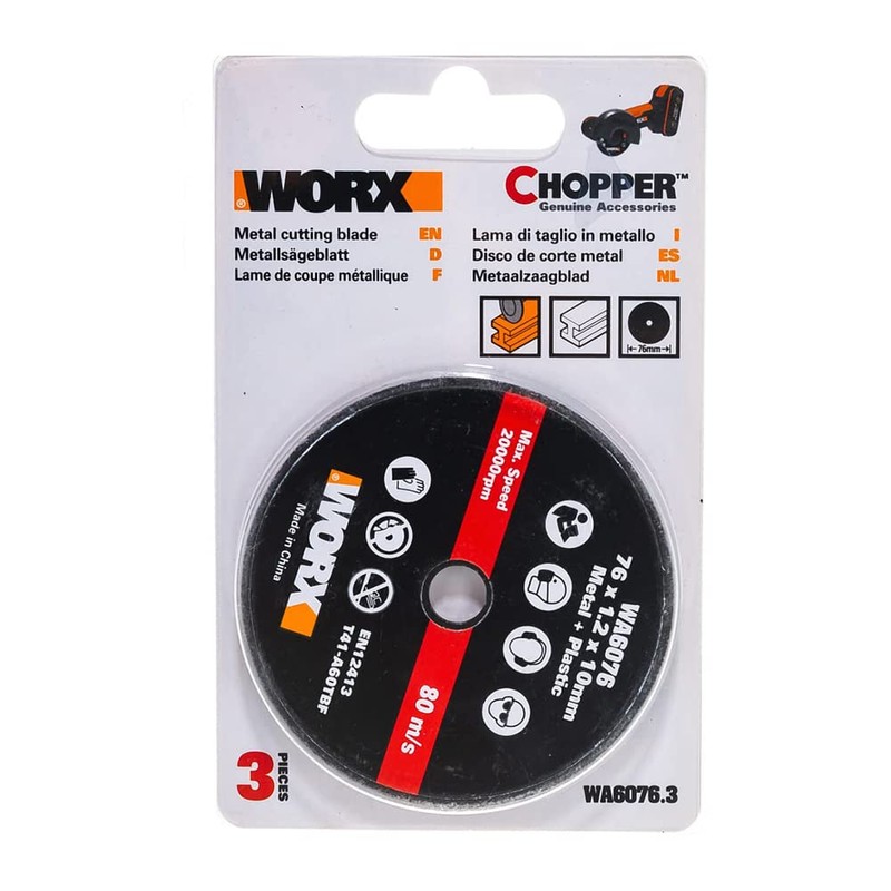 WORX WA6076.3 x3 76mm Metal Cutting Blades for WX801 Chopper