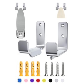 MUSVOH Ironing Board Holder Hanger Wall Mount, 304 Stainless Steel Ironing Board Hanger Y T Leg for Adjustable Distance Ironing Board Holder Hook, Silver